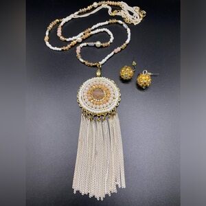 Dream Catcher Style Beaded Necklace Ladies 21” Earrings